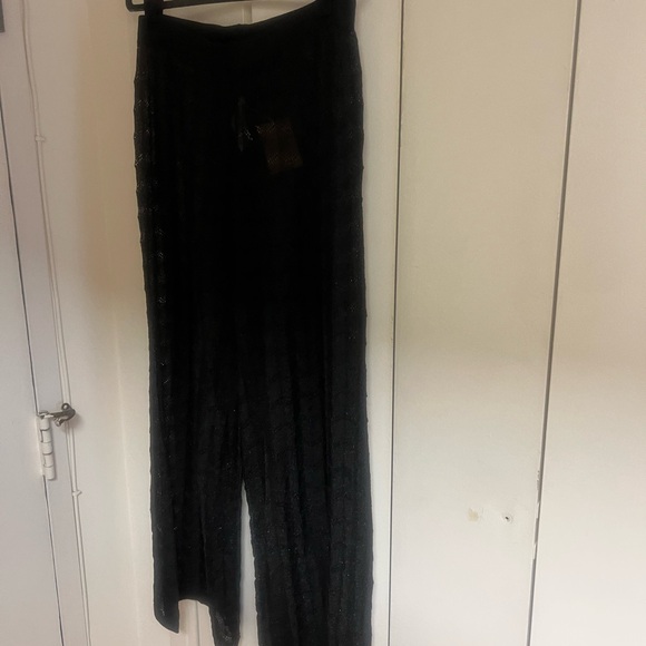 Boden Black Knit Sheer Resort Pants NWT Size 10 Beach Cover Up Wide Leg - Picture 4 of 12